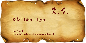 Káldor Igor névjegykártya